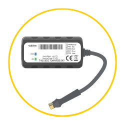 Kompakter schwarzer vcldrive GPS-Tracker mit Anschlusskabel als Icon-Illustration