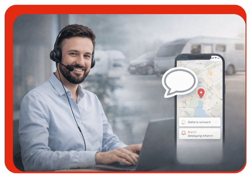 velocate Support Mitarbeiter hilft bei der Zuordnung &uuml;ber die IMEI
